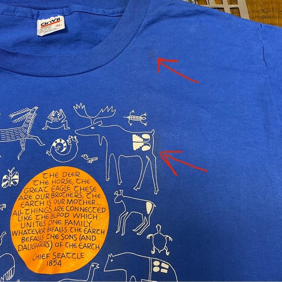 Vintage Rare Penny Jackim Chief Seattle Native American Single Stitch Shirt Blue - Picture 8 of 9